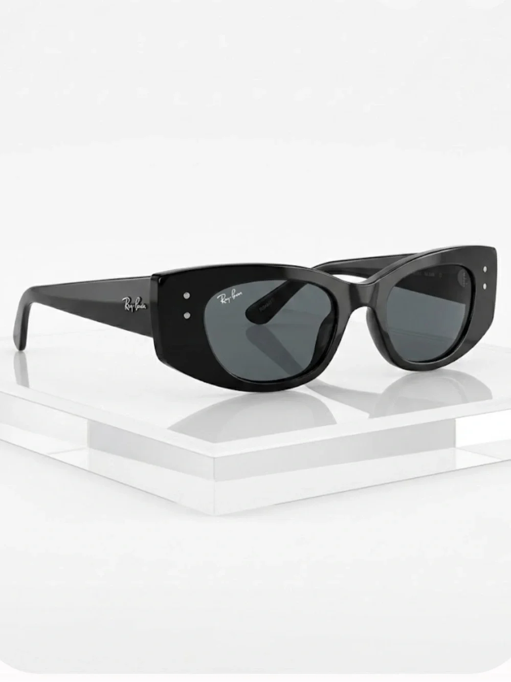Ray-Ban Women's Glossy Black Cat-Eye Sunglasses with Dark Lenses